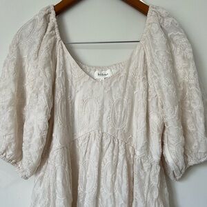 Bohme Ivory Lace Puff Sleeve Dress